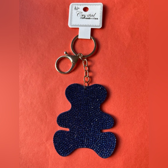Blue Bear Keychain Bag Charm with Gold Clip - Picture 1 of 16
